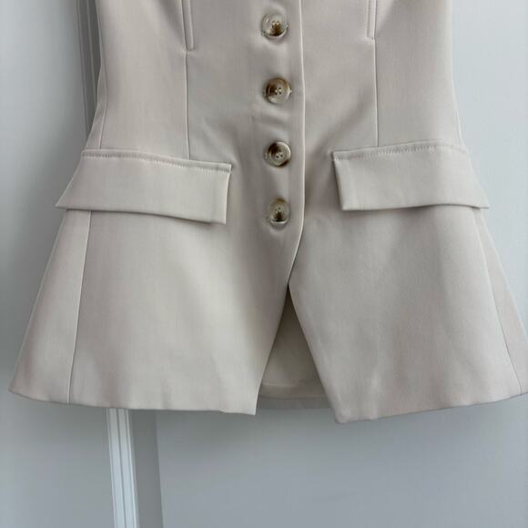 NWT Edit by Nine Cream Suit Strapless Tube Top XS Office Minimalist Corpcore - Picture 7 of 9
